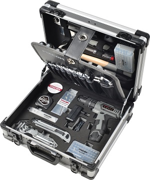 116pcs Aluminum case universal tool set with cordless drill