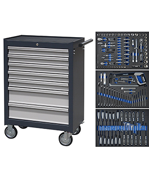 Tool cabinet with tools in XPE inlay